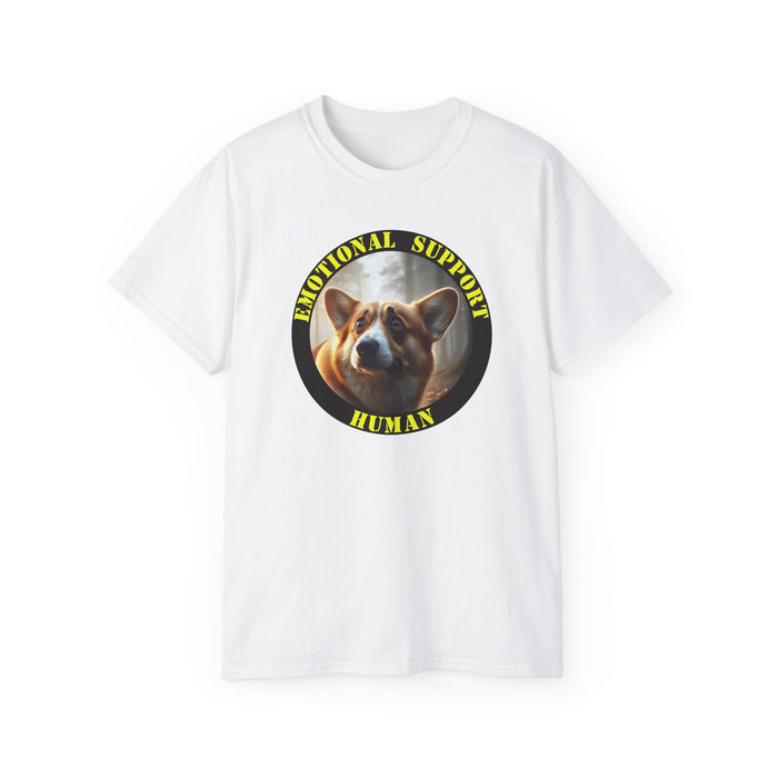Emotional Support Human Tee - Unisex Cotton Shirt, Funny Dog Lover Gift, Pet Parent Apparel, Quirky Graphic Tee, Supportive Humor Wear