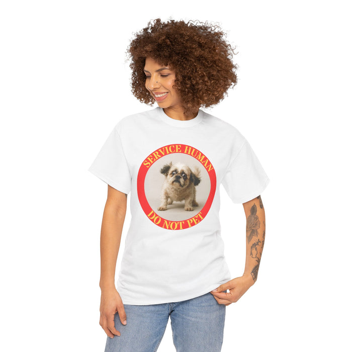 Service Human Do Not Pet T-Shirt — Funny Pug Service Dog Parody Tee