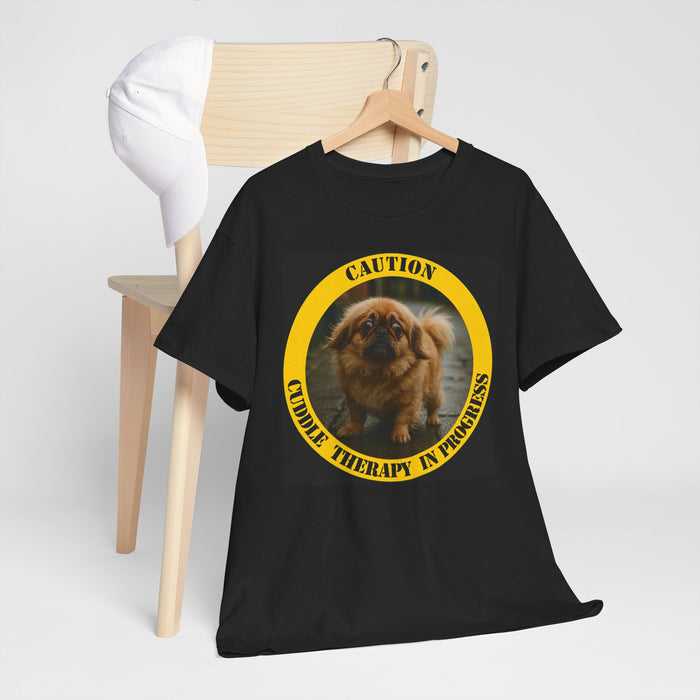 Caution: Cuddle Therapy In Progress T-Shirt — Cute Pekingese Dog Tee