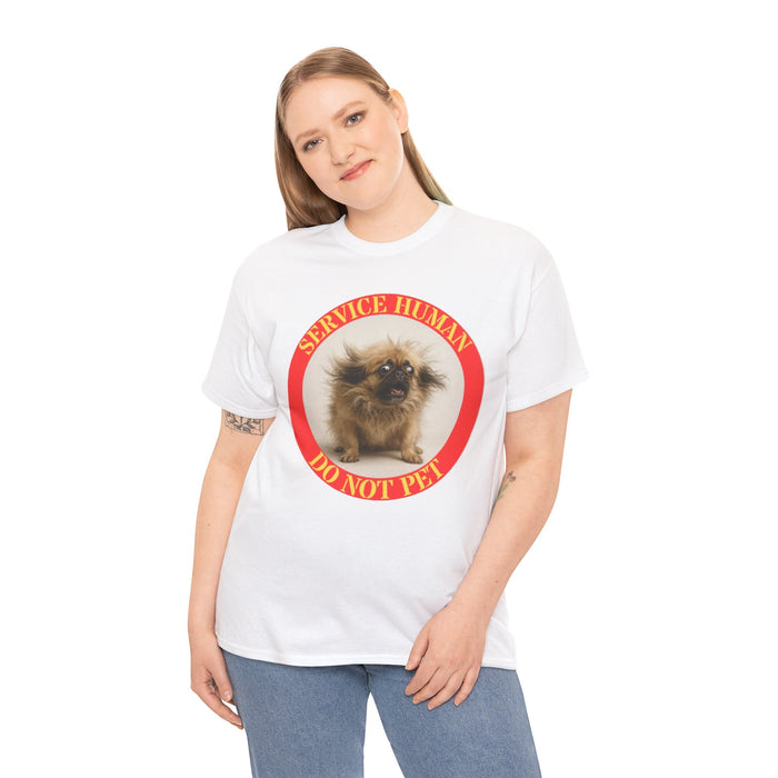 T-Shirt — "Service Human Do Not Pet" Cute Pomeranian Service Animal Humor Tee