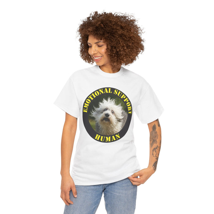 Emotional Support Human Tee — Funny Dog Photo Graphic T-Shirt