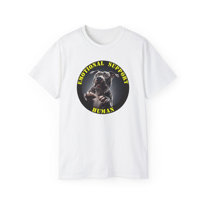 Emotional Support Human Tee - Unisex Cotton Shirt, Funny Dog Lover Gift, Pet Parent Apparel, Quirky Graphic Tee, Supportive Humor Wear