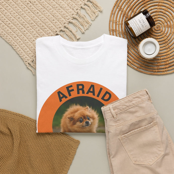 Afraid But Trying Tee — Cute Pomeranian Motivational Graphic T-Shirt