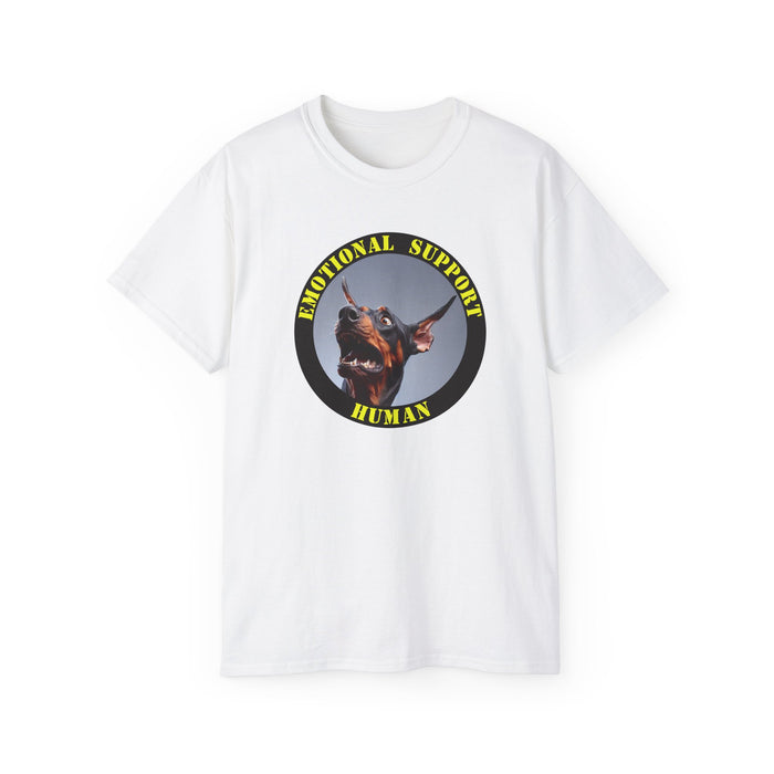 Emotional Support Human Tee - Unisex Cotton Shirt, Funny Dog Lover Gift, Pet Parent Apparel, Quirky Graphic Tee, Supportive Humor Wear