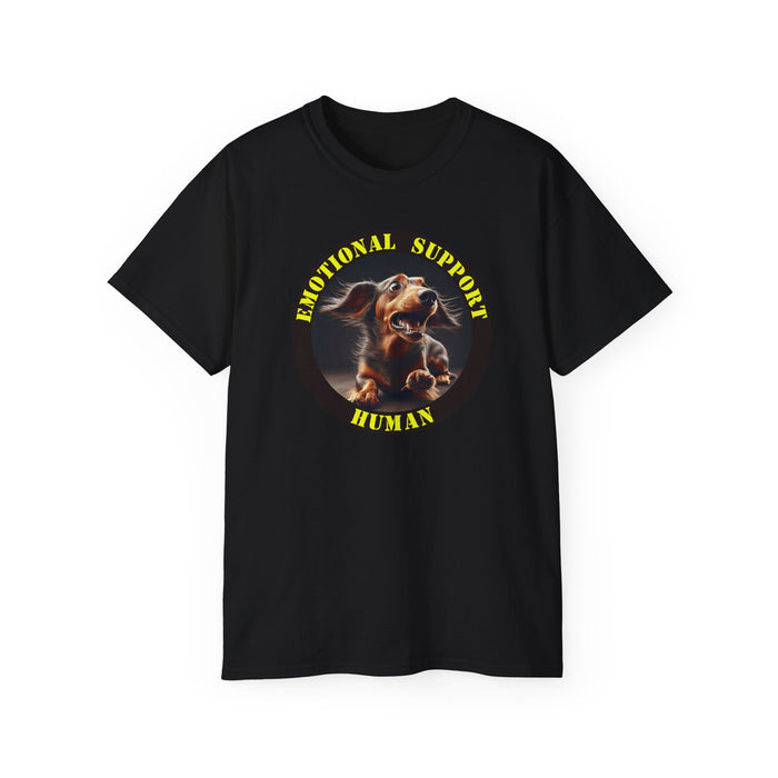 Emotional Support Human Tee - Unisex Cotton Shirt, Funny Dog Lover Gift, Pet Parent Apparel, Quirky Graphic Tee, Supportive Humor Wear