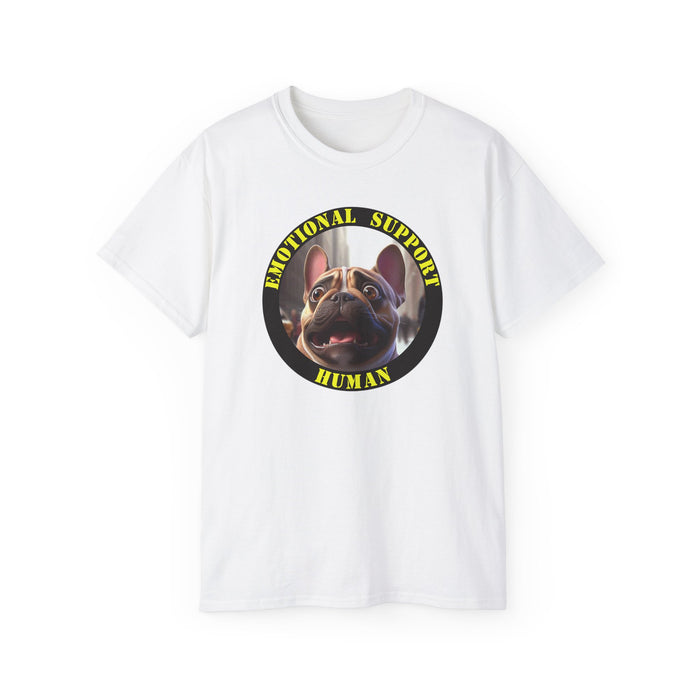 H1 Emotional Support Human Tee - Unisex Cotton Shirt, Funny Dog Lover Gift, Pet Parent Apparel, Quirky Graphic Tee, Supportive Humor Wear..