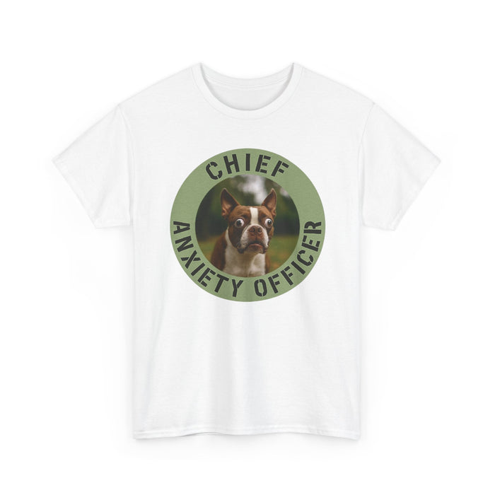 Chief Anxiety Officer Dog T-Shirt — Funny Boston Terrier Pet Tee