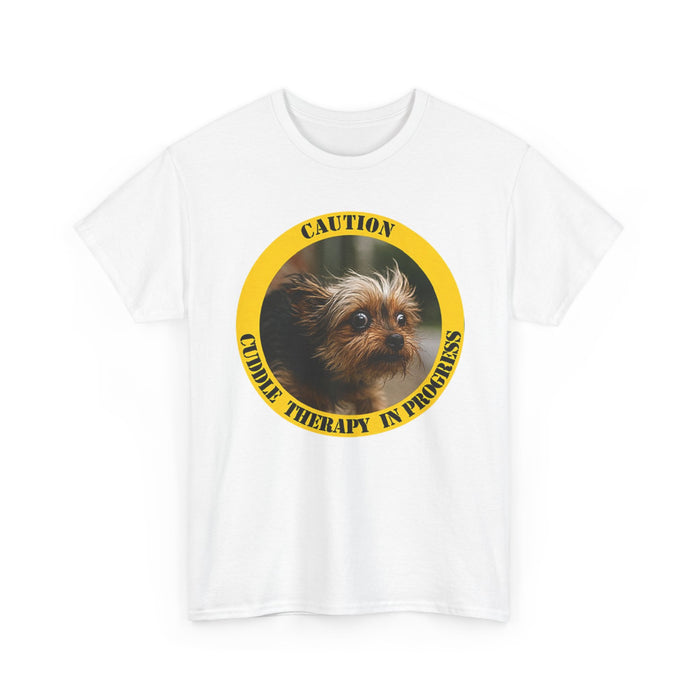 T‑Shirt — "Caution: Cuddle Therapy in Progress" Cute Dog Photo Tee