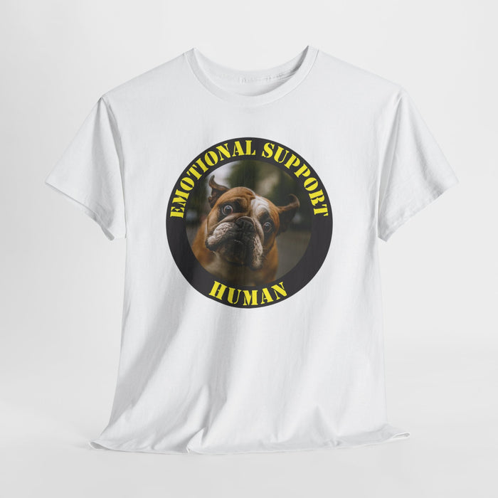 Emotional Support Human T‑Shirt — Cute Bulldog Graphic Tee