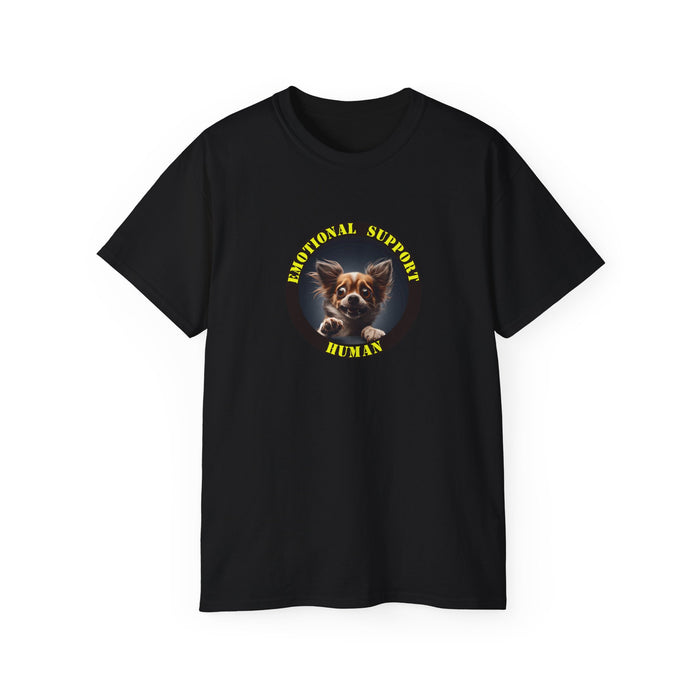 Emotional Support Human Tee - Unisex Cotton Shirt, Funny Dog Lover Gift, Pet Parent Apparel, Quirky Graphic Tee, Supportive Humor Wear