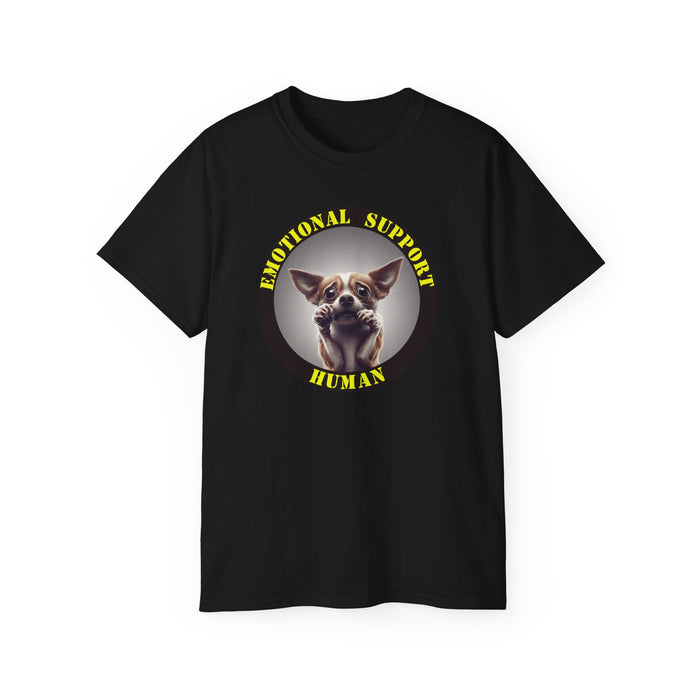 Emotional Support Human Tee - Unisex Cotton Shirt, Funny Dog Lover Gift, Pet Parent Apparel, Quirky Graphic Tee, Supportive Humor Wear