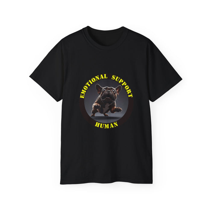 Emotional Support Human Tee - Unisex Cotton Shirt, Funny Dog Lover Gift, Pet Parent Apparel, Quirky Graphic Tee, Supportive Humor Wear
