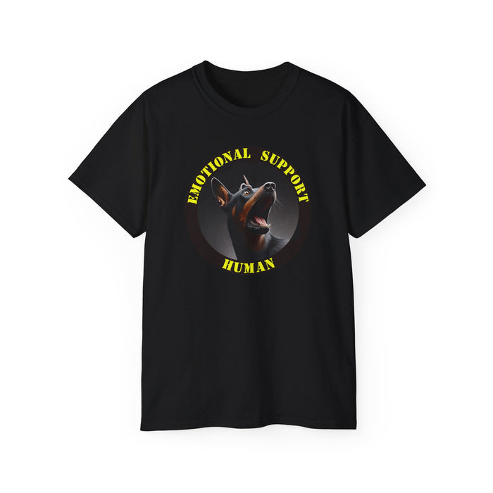 Emotional Support Human Tee - Unisex Cotton Shirt, Funny Dog Lover Gift, Pet Parent Apparel, Quirky Graphic Tee, Supportive Humor Wear