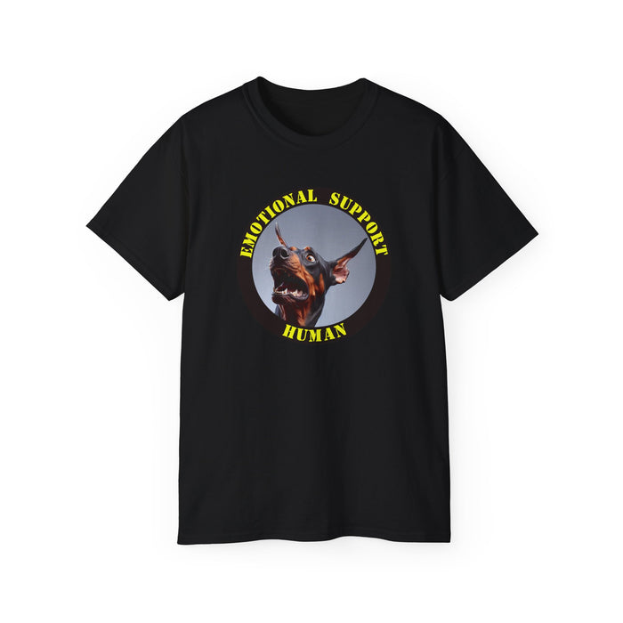 Emotional Support Human Tee - Unisex Cotton Shirt, Funny Dog Lover Gift, Pet Parent Apparel, Quirky Graphic Tee, Supportive Humor Wear