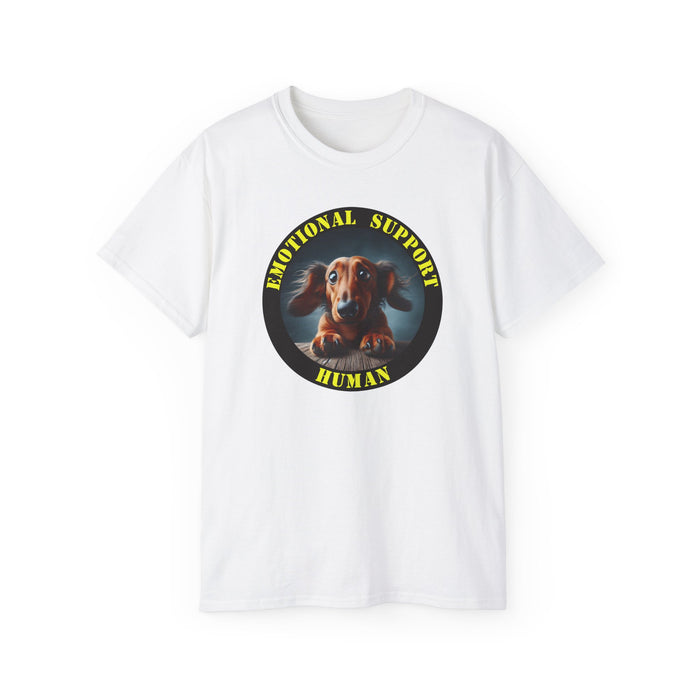 Emotional Support Human Tee - Unisex Cotton Shirt, Funny Dog Lover Gift, Pet Parent Apparel, Quirky Graphic Tee, Supportive Humor Wear