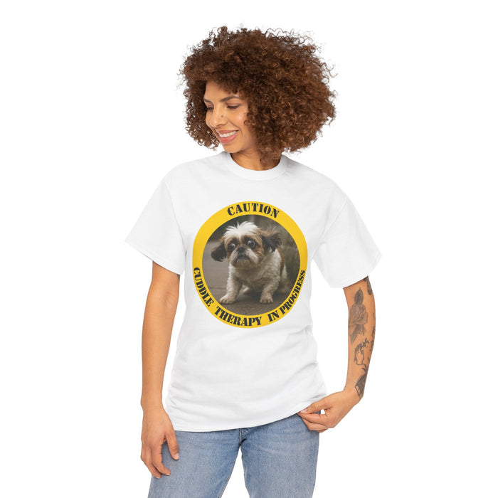 Dog Therapy T-Shirt — “Caution: Canine Therapy in Progress” Cute Pet Tee