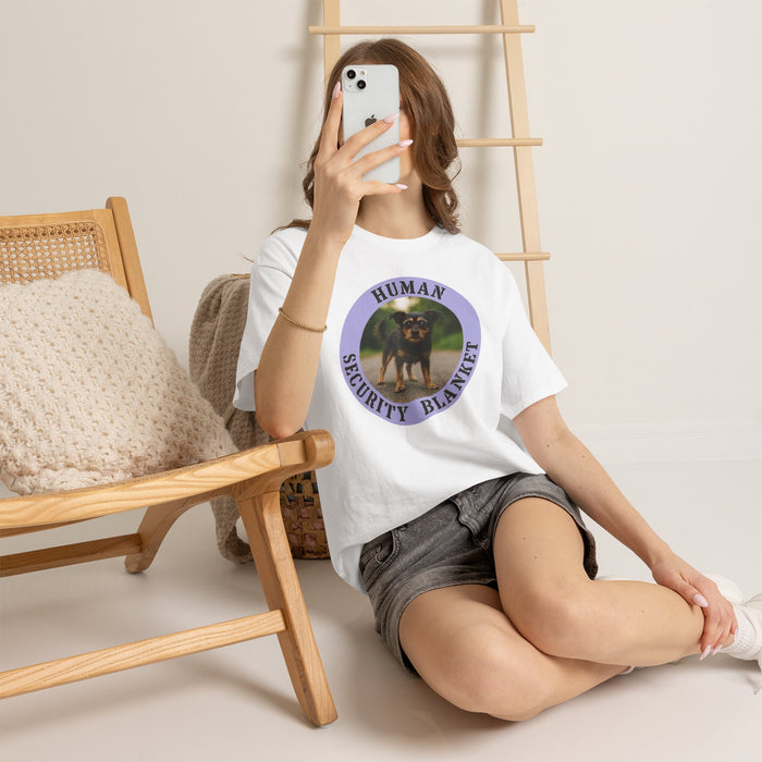 T-Shirt — "Human Security Blanket" Funny Dog Photo Tee