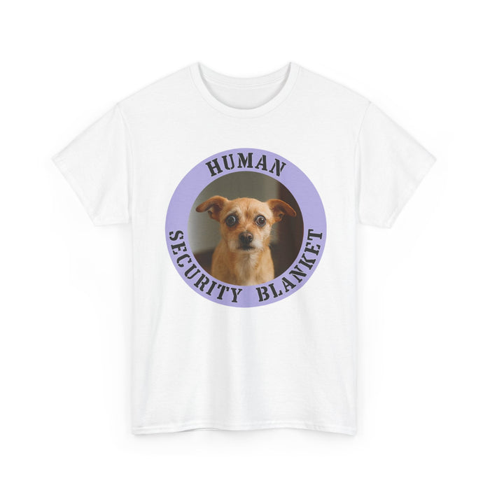 Human Security Blanket T-Shirt — Cute Dog Photo Graphic Tee