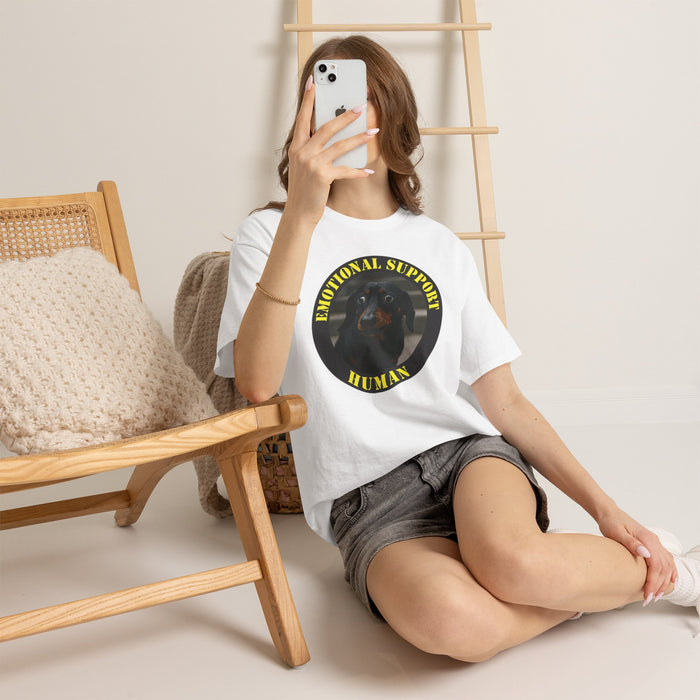Emotional Support Human Tee — Cute Dachshund Rescue Dog Shirt