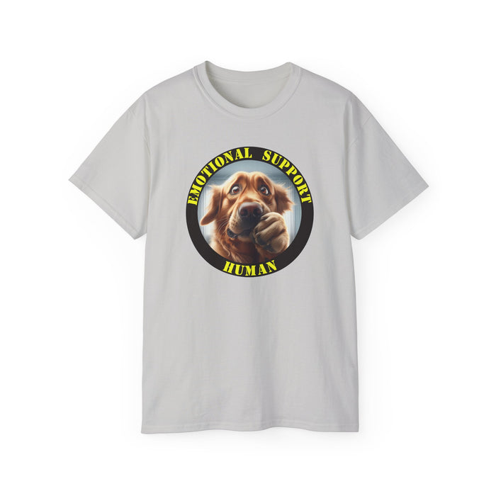 Emotional Support Human Tee - Unisex Cotton Shirt, Funny Dog Lover Gift, Pet Parent Apparel, Quirky Graphic Tee, Supportive Humor Wear