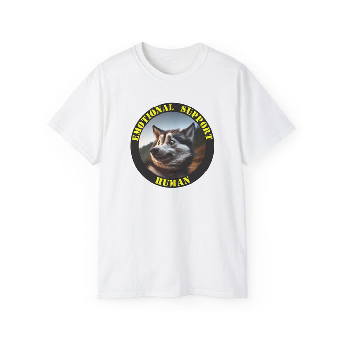 Emotional Support Human Tee - Unisex Cotton Shirt, Funny Dog Lover Gift, Pet Parent Apparel, Quirky Graphic Tee, Supportive Humor Wear