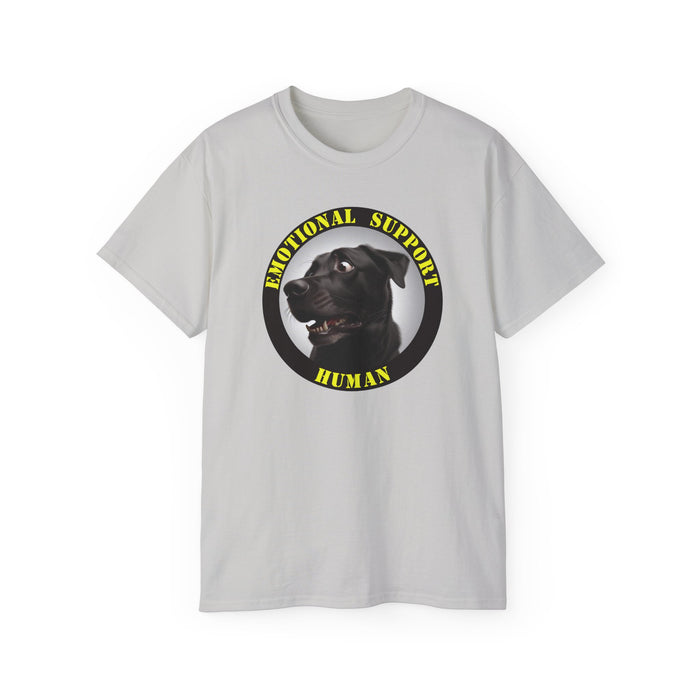 Emotional Support Human Tee - Unisex Cotton Shirt, Funny Dog Lover Gift, Pet Parent Apparel, Quirky Graphic Tee, Supportive Humor Wear