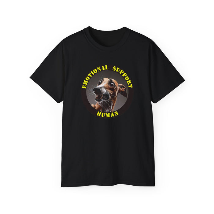 Emotional Support Human Tee - Unisex Cotton Shirt, Funny Dog Lover Gift, Pet Parent Apparel, Quirky Graphic Tee, Supportive Humor Wear
