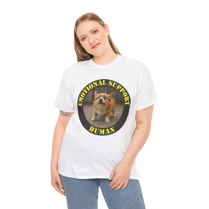 Emotional Support Human Tee — Corgi Badge Pet Lover T-Shirt