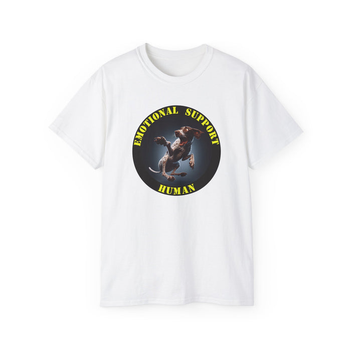 Emotional Support Human Tee - Unisex Cotton Shirt, Funny Dog Lover Gift, Pet Parent Apparel, Quirky Graphic Tee, Supportive Humor Wear