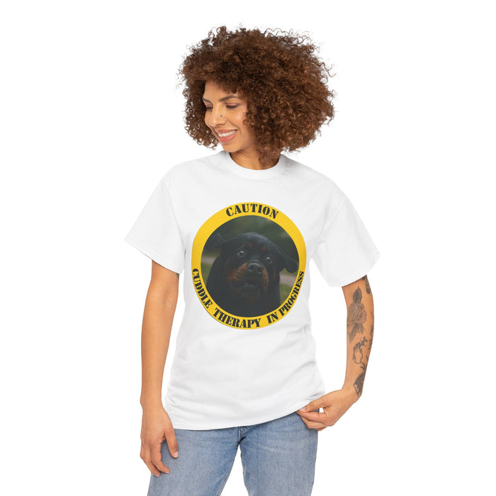 T-Shirt — "Caution: Cuddle Therapy in Progress" Dog Graphic Tee