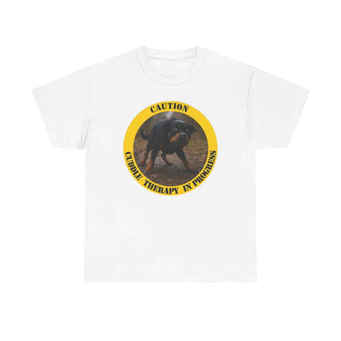 Dog Therapy Tee — "Caution: Canine Therapy in Progress" Graphic T-Shirt