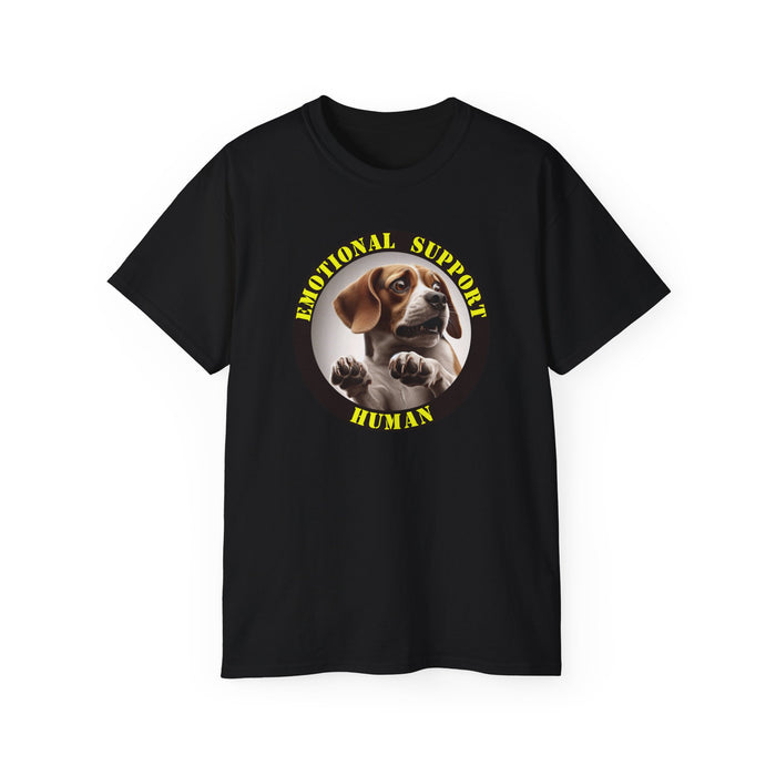 Emotional Support Human Tee - Unisex Cotton Shirt, Funny Dog Lover Gift, Pet Parent Apparel, Quirky Graphic Tee, Supportive Humor Wear