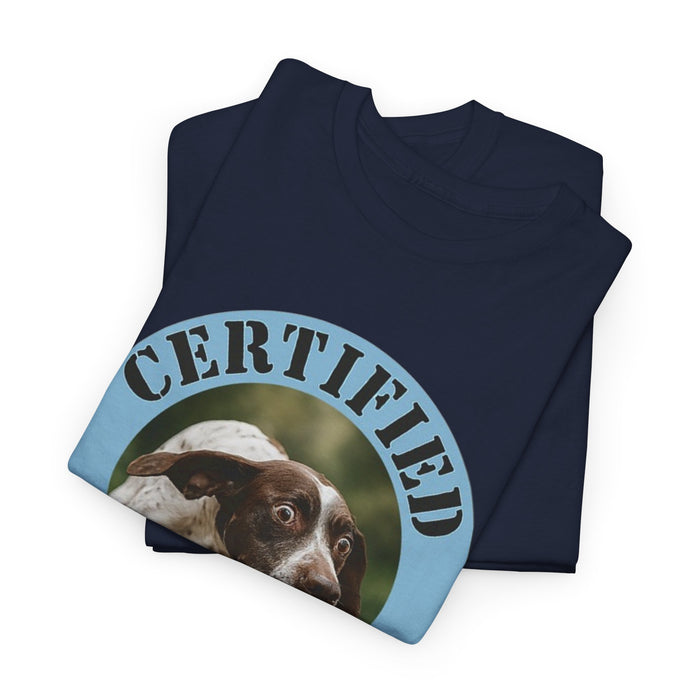 Certified Velcro Dog T‑Shirt — Funny Dog Owner Tee