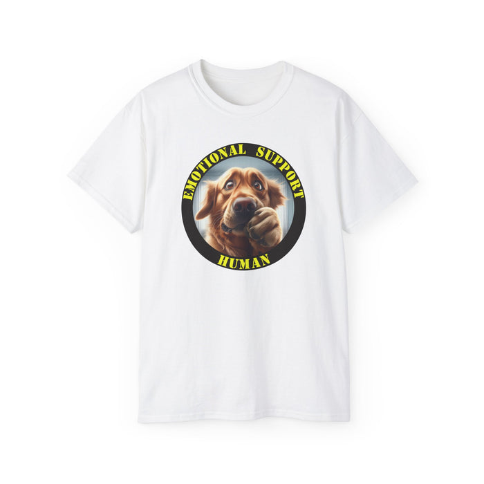 Emotional Support Human Tee - Unisex Cotton Shirt, Funny Dog Lover Gift, Pet Parent Apparel, Quirky Graphic Tee, Supportive Humor Wear