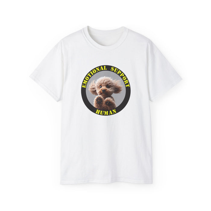 Emotional Support Human Tee - Unisex Cotton Shirt, Funny Dog Lover Gift, Pet Parent Apparel, Quirky Graphic Tee, Supportive Humor Wear