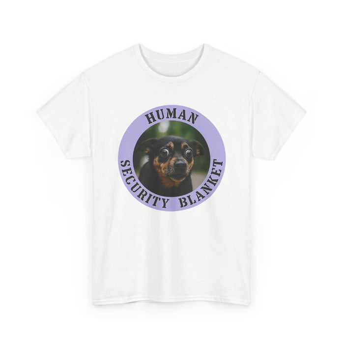 Human Security Blanket T-Shirt — Cute Dog Graphic Tee for Dog Lovers