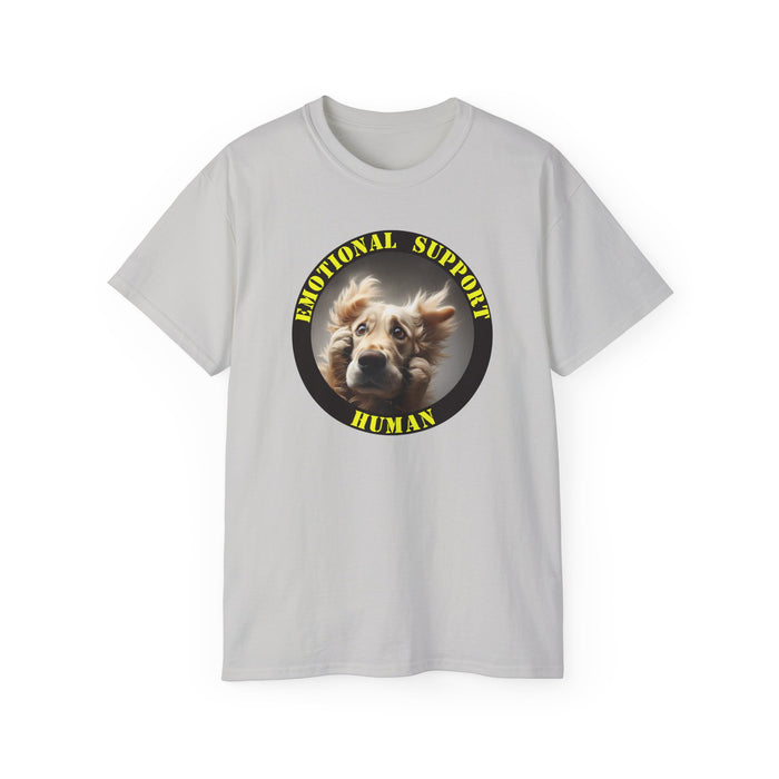 Emotional Support Human Tee - Unisex Cotton Shirt, Funny Dog Lover Gift, Pet Parent Apparel, Quirky Graphic Tee, Supportive Humor Wear
