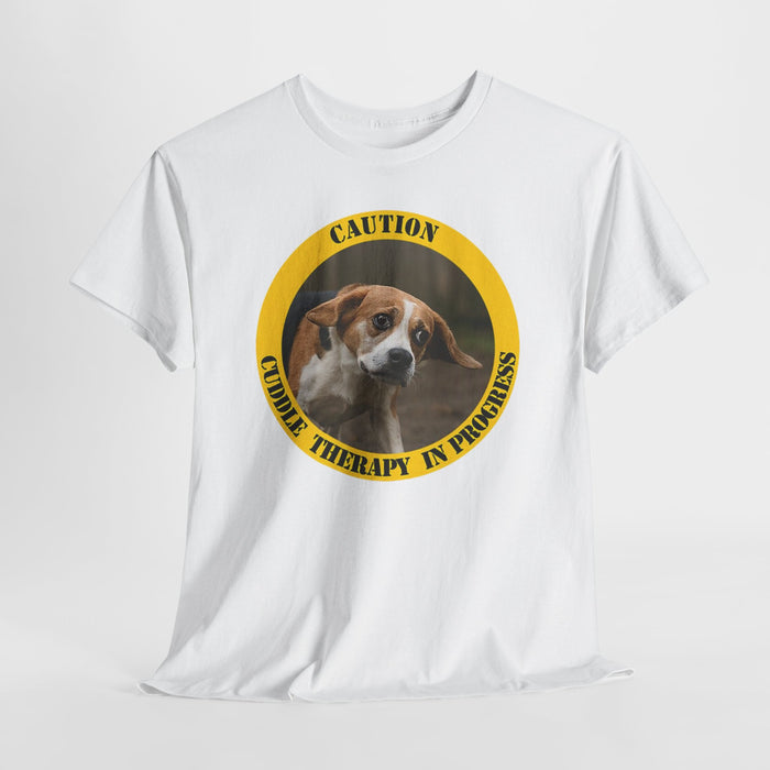 T-Shirt — "Caution: Cuddle Therapy in Progress" Cute Beagle Dog Tee