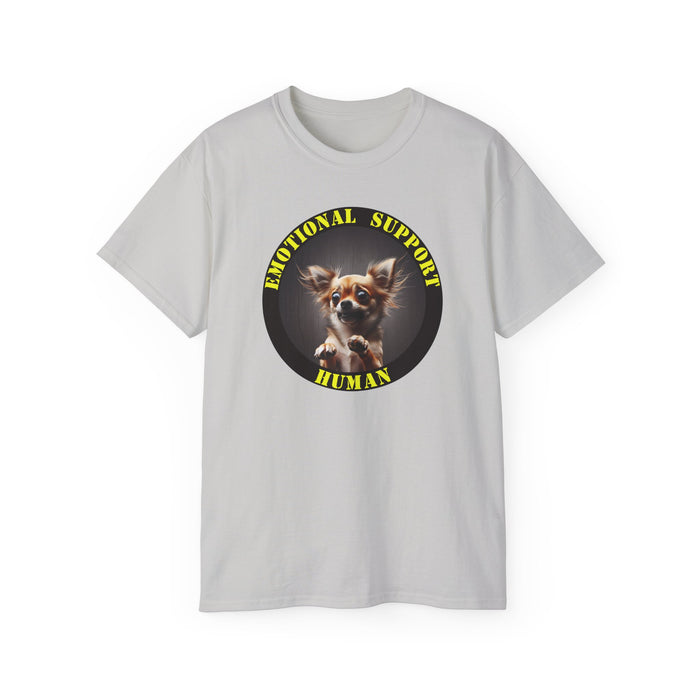 Emotional Support Human Tee - Unisex Cotton Shirt, Funny Dog Lover Gift, Pet Parent Apparel, Quirky Graphic Tee, Supportive Humor Wear