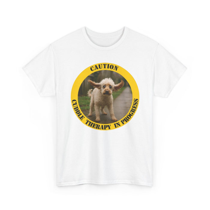 T‑Shirt — "Caution: Cuddie Therapy in Progress" Cute Dog Therapy Tee