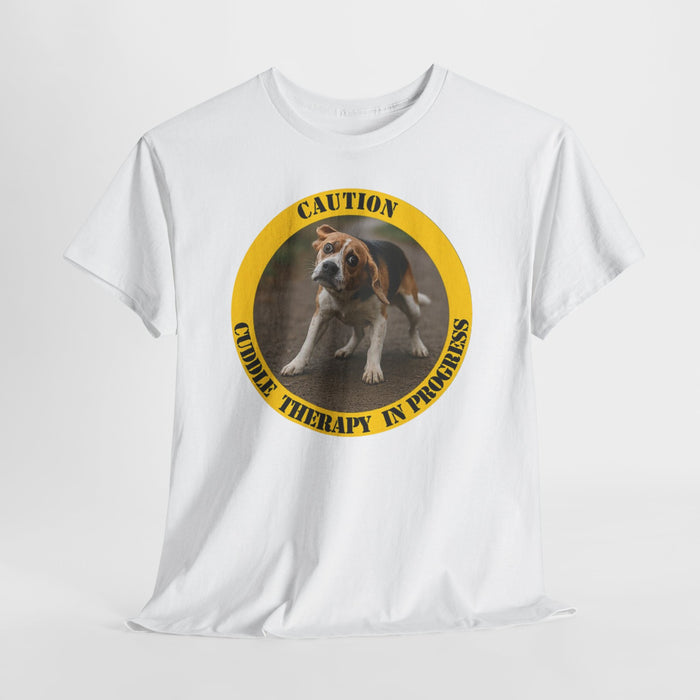 Caution: Cuddle Therapy in Progress T-Shirt — Cute Beagle Dog Tee