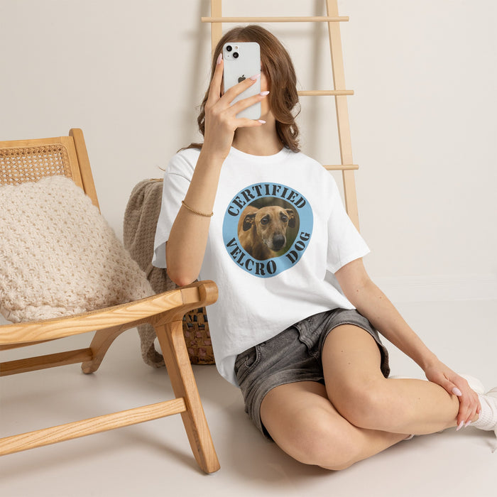 T-Shirt — "Certified Velcro Dog" Graphic Tee (Funny Dog Lover Shirt)