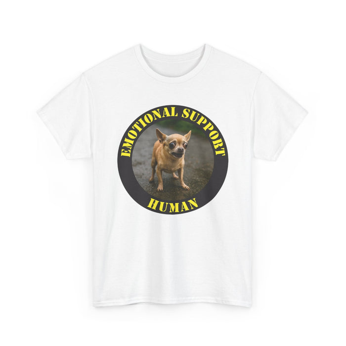 Emotional Support Human T-Shirt — Funny Pet Therapy Tee with Chihuahua Photo