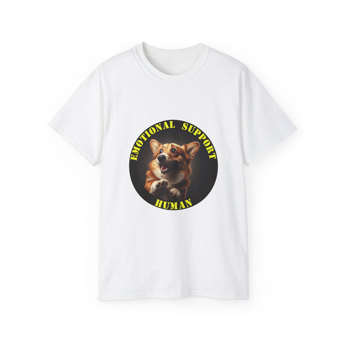 Emotional Support Human Tee - Unisex Cotton Shirt, Funny Dog Lover Gift, Pet Parent Apparel, Quirky Graphic Tee, Supportive Humor Wear