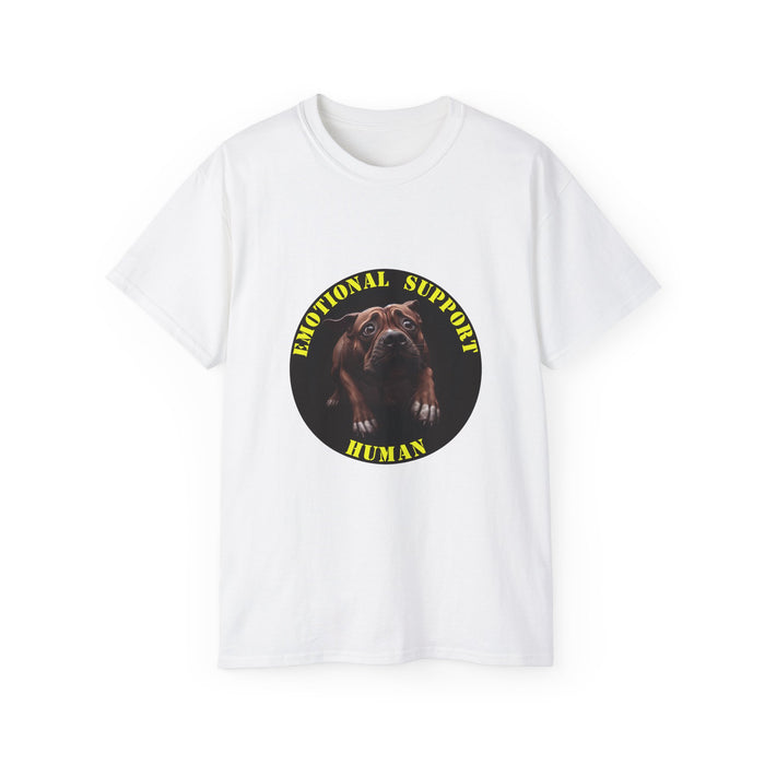 Emotional Support Human Tee - Unisex Cotton Shirt, Funny Dog Lover Gift, Pet Parent Apparel, Quirky Graphic Tee, Supportive Humor Wear