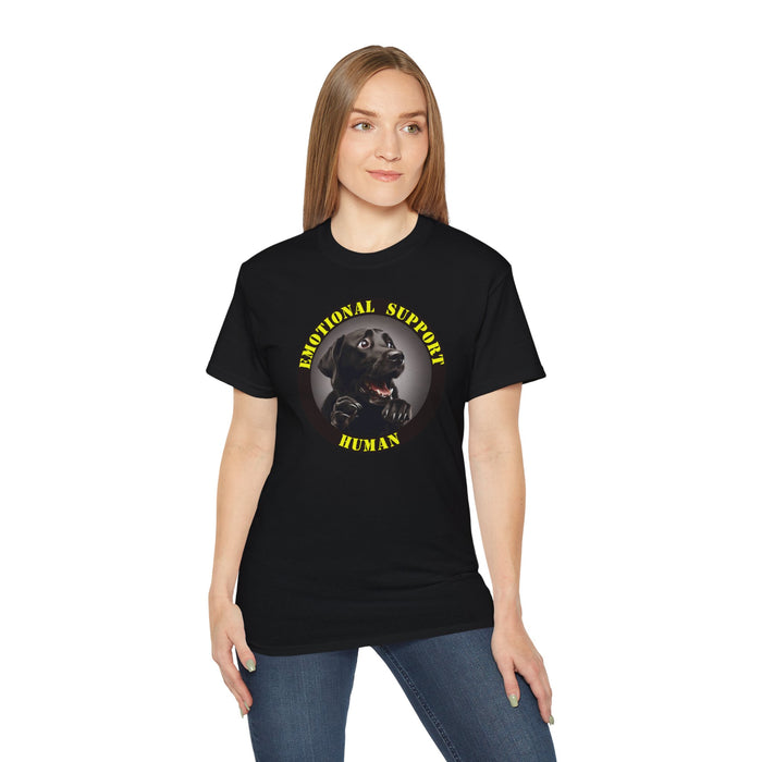 Emotional Support Human Tee - Unisex Cotton Shirt, Funny Dog Lover Gift, Pet Parent Apparel, Quirky Graphic Tee, Supportive Humor Wear