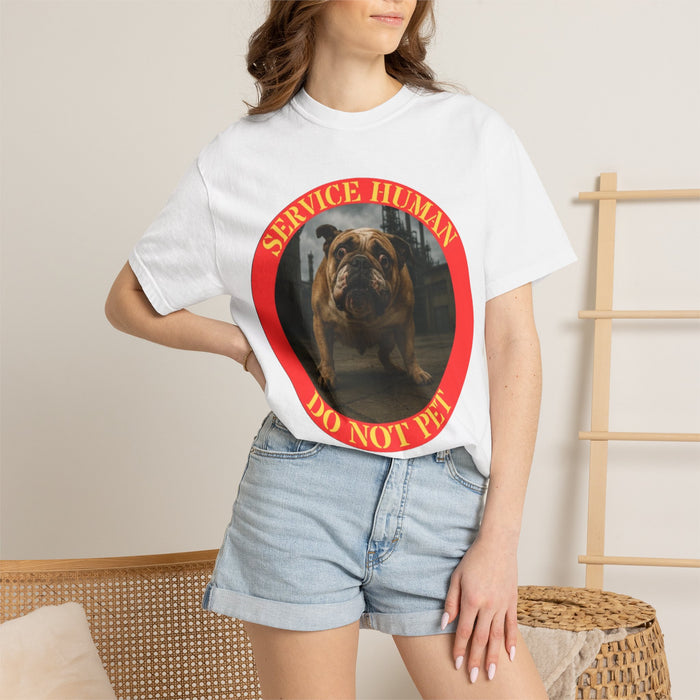 Do Not Pet Bulldog T‑Shirt — "Service Human" Funny Service Dog Tee
