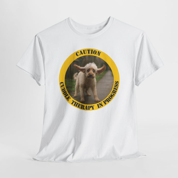 T‑Shirt — "Caution: Cuddie Therapy in Progress" Cute Dog Therapy Tee