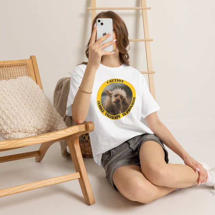 Dog Therapy T-Shirt — "Caution: Canine Therapy in Progress" Cute Rescue Dog Tee