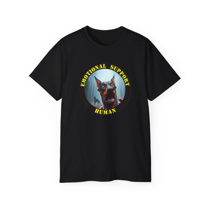 Emotional Support Human Tee - Unisex Cotton Shirt, Funny Dog Lover Gift, Pet Parent Apparel, Quirky Graphic Tee, Supportive Humor Wear